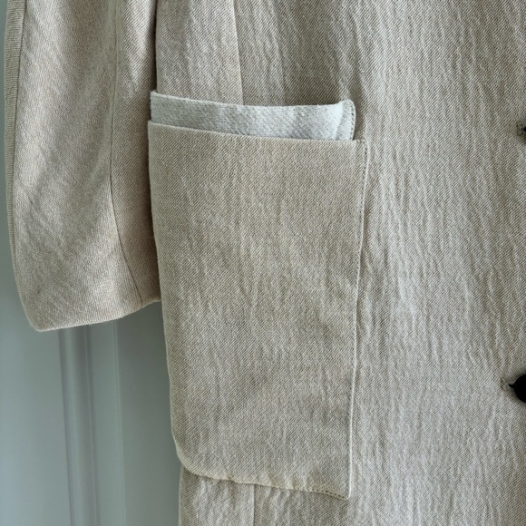 Zara Crinkle Linen Oatmeal Jacket Size XS - Picture 2 of 10